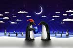 картинки новый год,пингвины подарок